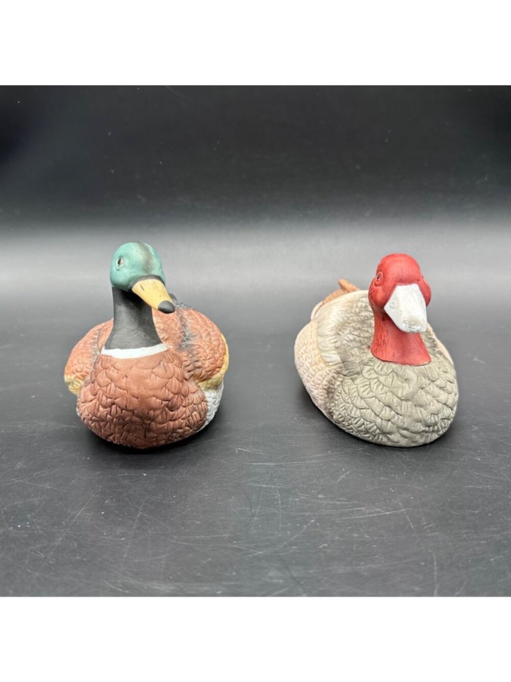 Vintage Duck Figurines Mallard Redhead Pair of Birds Ceramic Retro Cabin Lodge - Picture 5 of 9